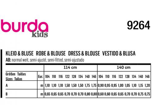 burda Schnittmuster 9264 - Kleid / Bluse 
