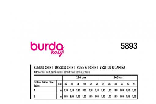 burda Schnittmuster 5893 - Kleid & Shirt 
