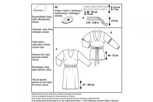 burda Schnittmuster 6030 - Kleid/Bluse 