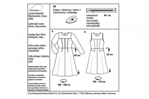 burda Schnittmuster 6099 - Kleid mit Schulterpasse 