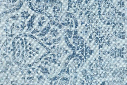 Dekostoff Recycling - Vintage Ornaments - Blau - 280 cm breit 