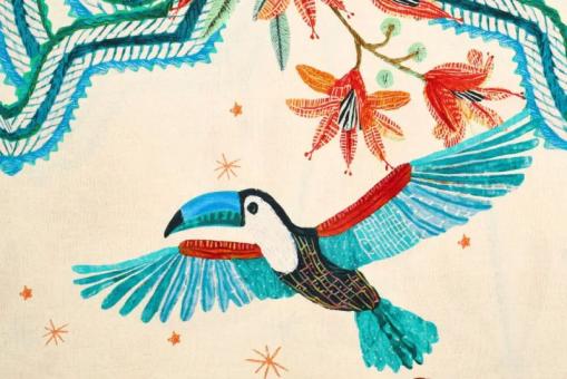 Viskosestoff mit Tukan 