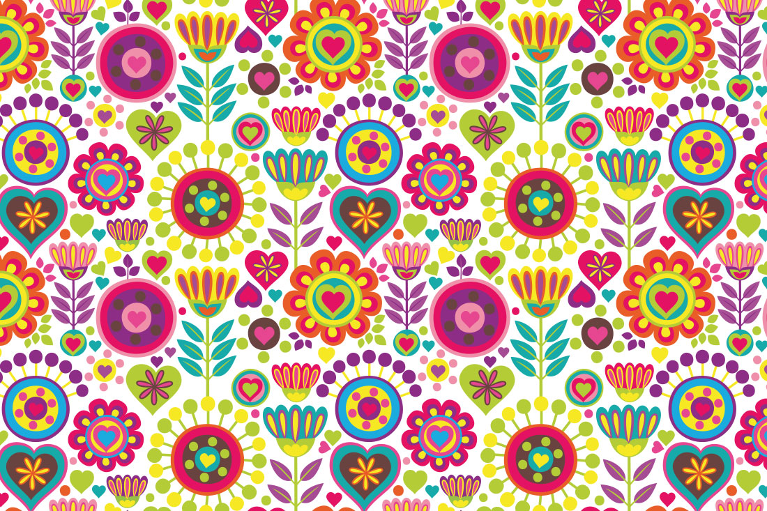 Dekostoff - Hippie-Blumenwiese 