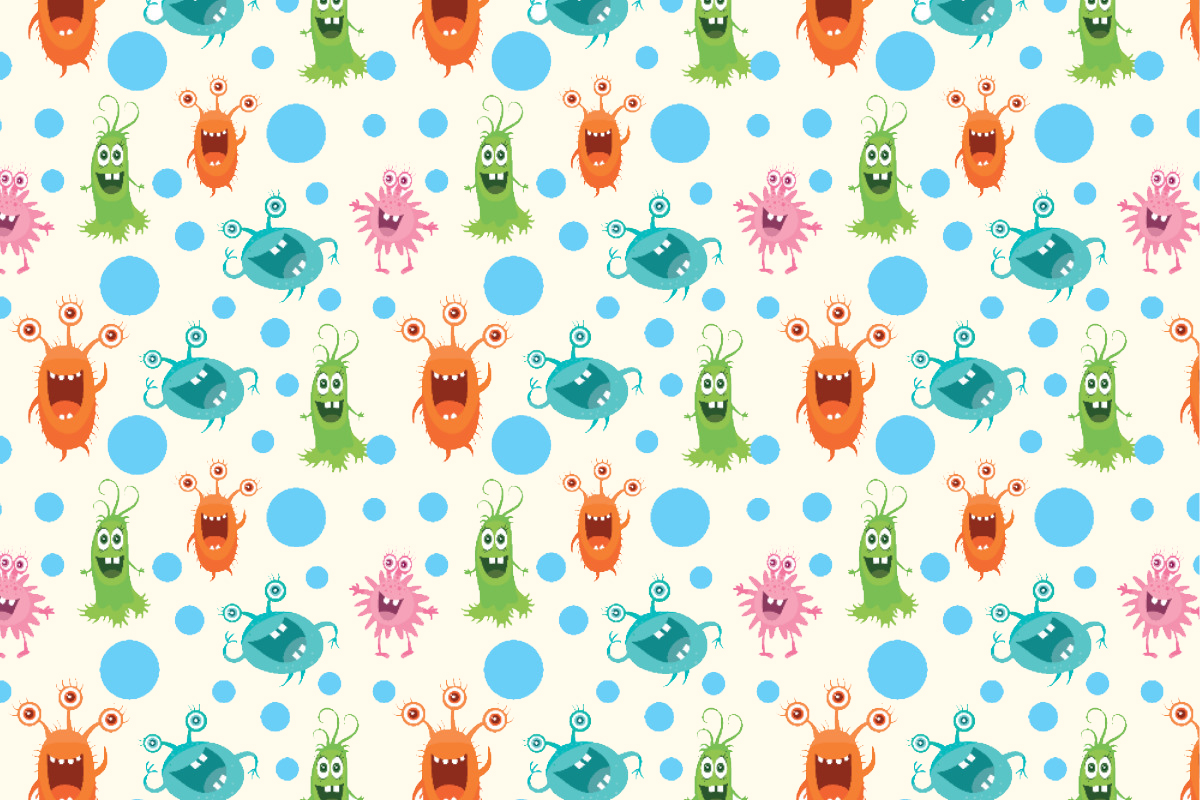 Baumwollstoff - Monster-Familie Creme | Online kaufen