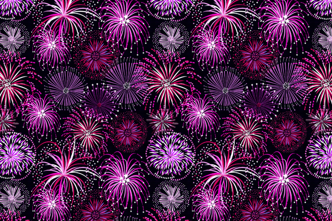 Satin Stoff - Feuerwerk 