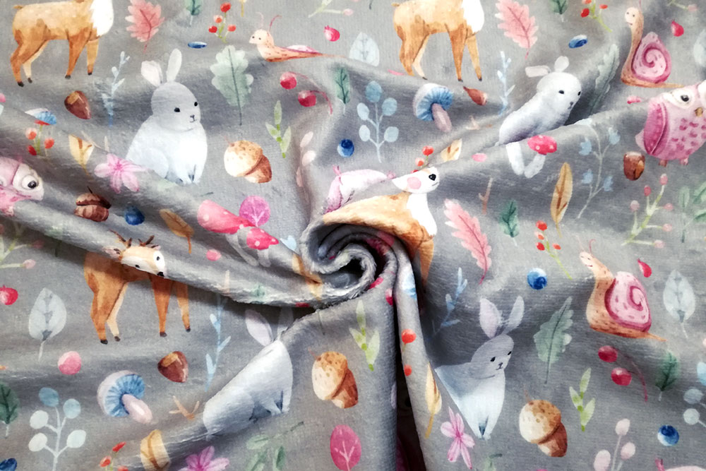 Frottee mit Fleece - Aquarell-Tierchen 