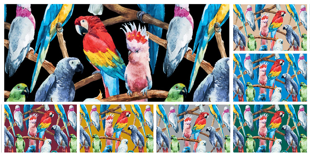 Möbelsamt-Stoff - Exotische Vögel 