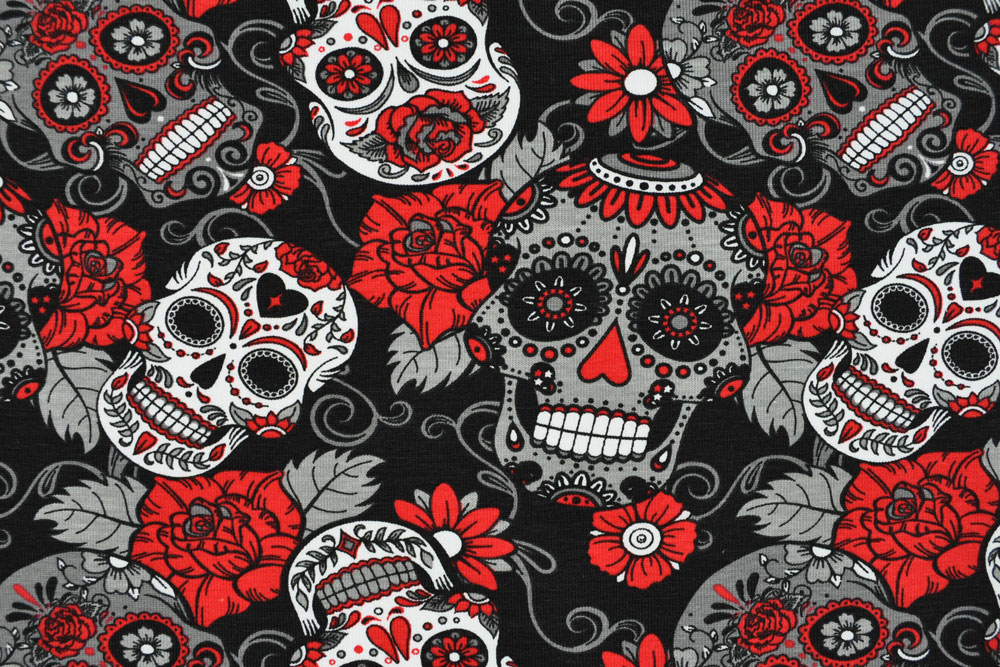 Jersey-Stoff - Skulls - Red | Online kaufen