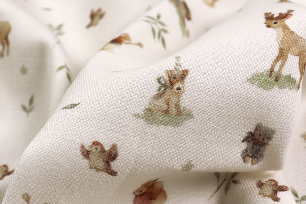 Baumwoll Flanell mit Waldtier-Motiven 