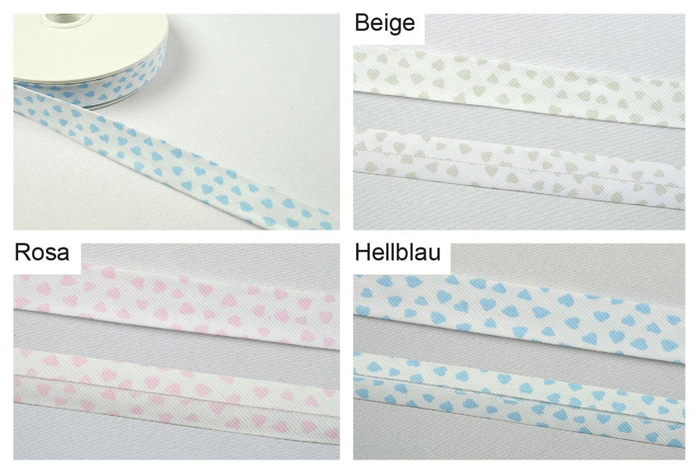 Schrägband Pastell-Liebe - 20/40 mm breit - Meterware 