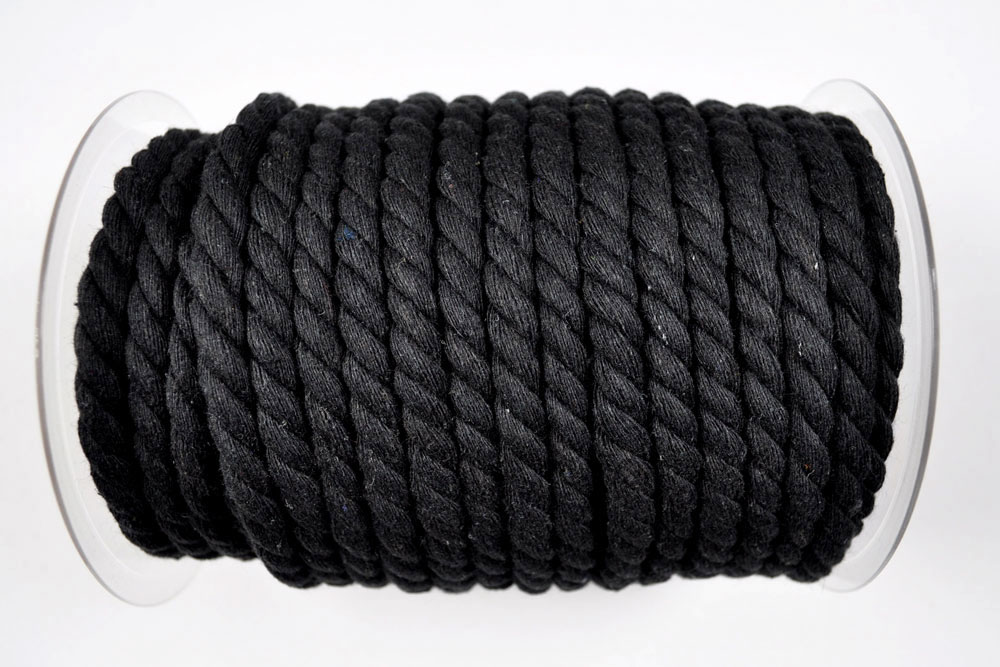 Kordel-Meterware - Schwarz - 8 mm 