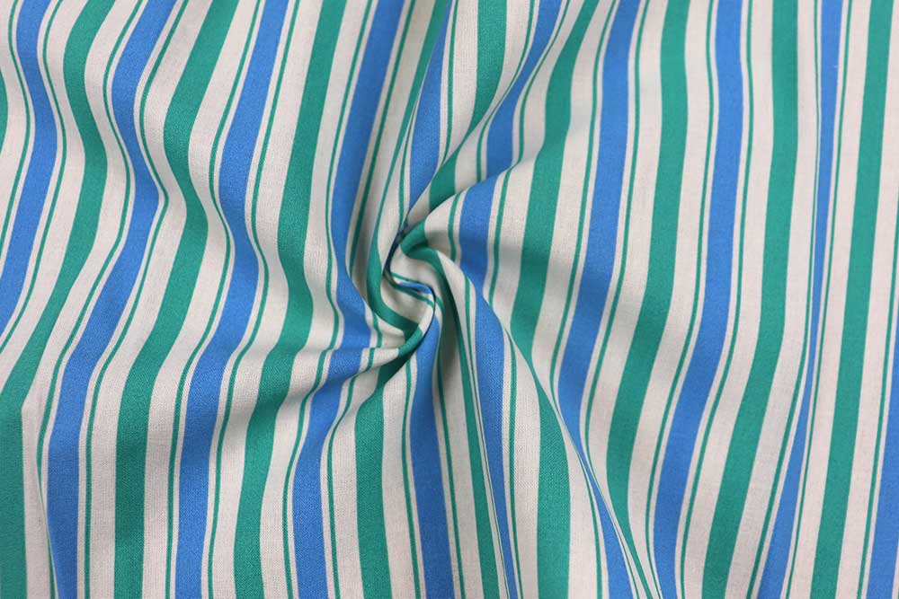 Baumwollstoff mit Streifen - Blau/Grün 
