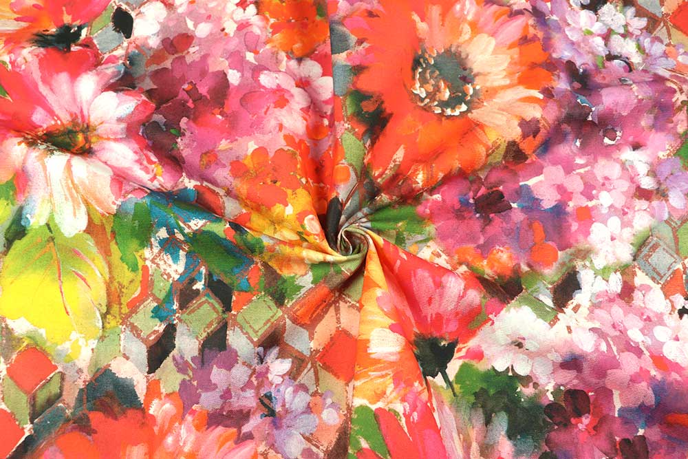 Dekostoff mit bunten Blumen - 280 cm 