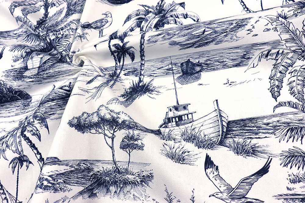 Premium-Dekostoff mit maritimem Toile - 280 cm 