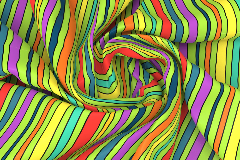 Satin Stoff - Colourful Lines 