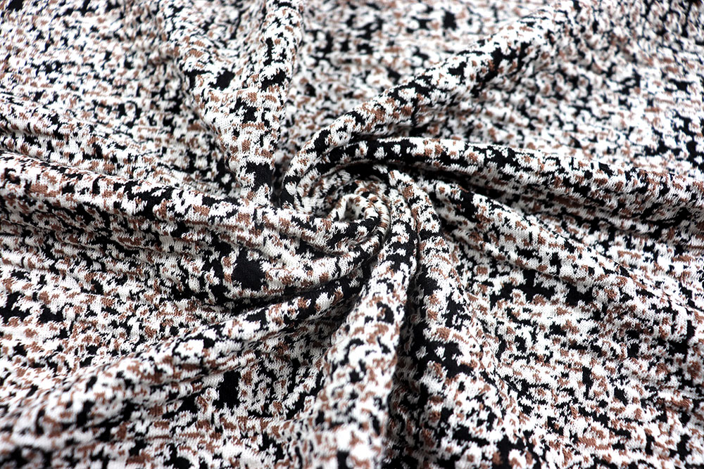 Strickstoff - Tweed-Optik - Schwarz/Braun/Weiß 