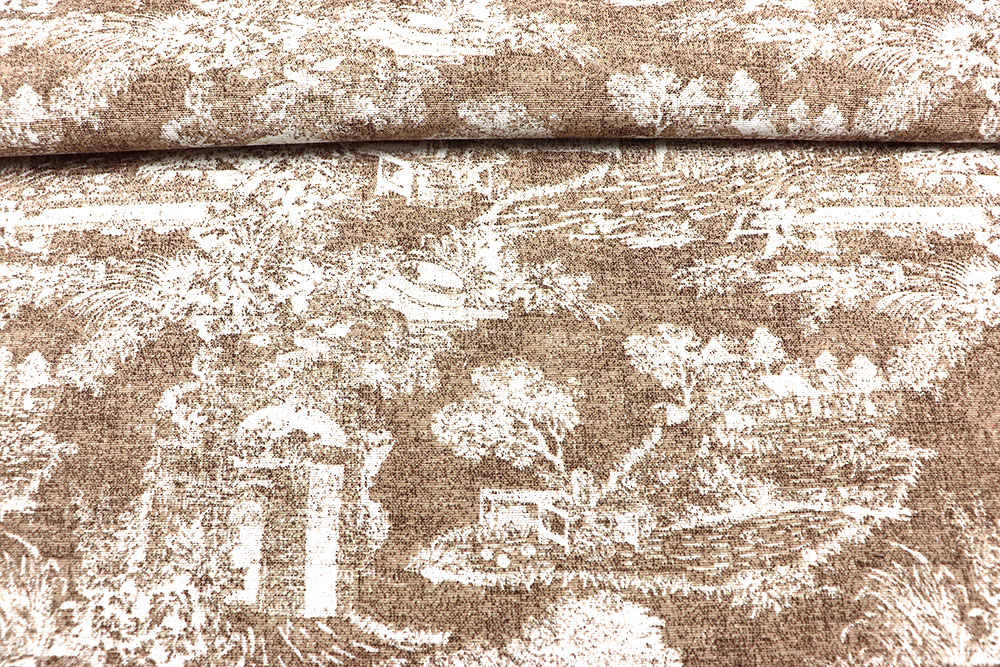 Deko-Stoff mit romantischem Toile de Jouy - 280 cm - Sand 