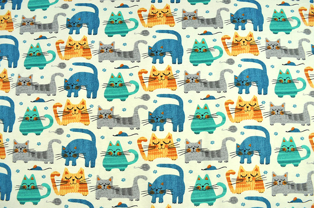 Jersey-Stoff - Dreaming Cats | Online kaufen